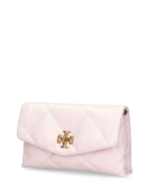 Tory Burch Pink Kira Diamond Quilted Wallet W/ Chain