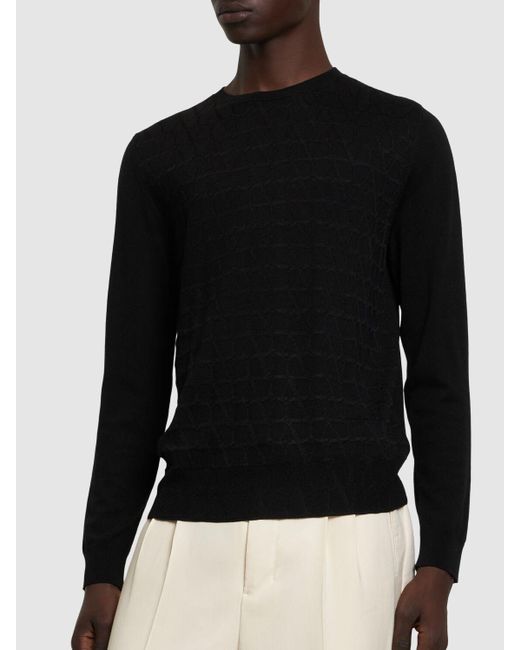 Valentino Woll/viskosepullover "toile Iconographe" in Black für Herren