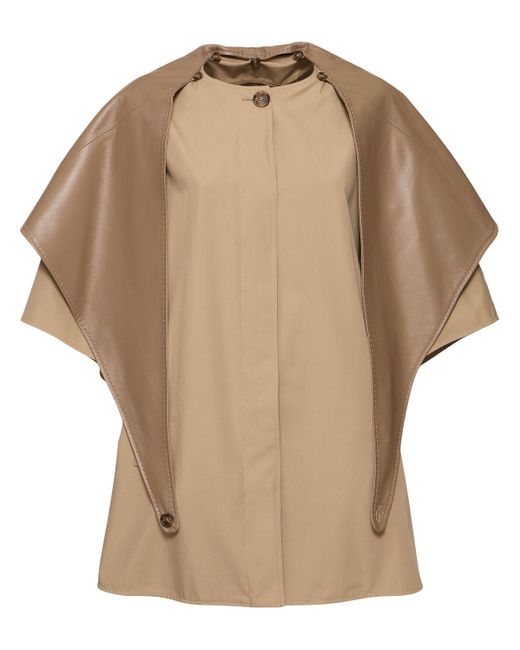 Max Mara Garza コットンギャバジンケープ ナチュラル | Lyst 