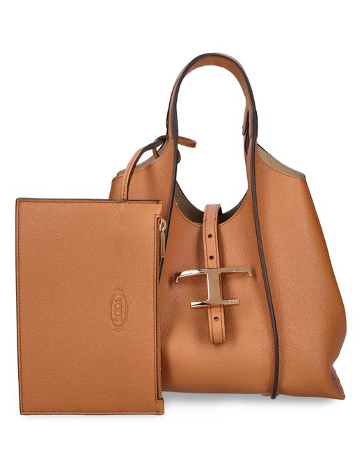 Tod's Brown Mini T Leather Top Handle Bag