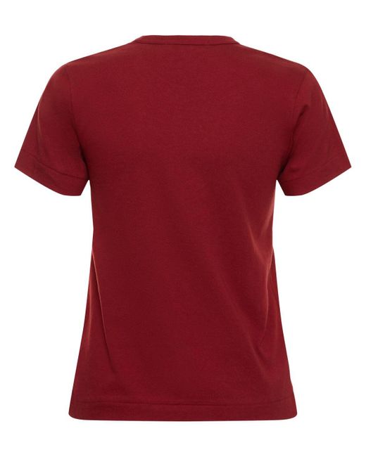 T-shirt in cotone con ricami di COMME DES GARÇONS PLAY in Red