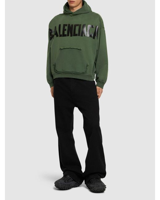 Balenciaga Logo Gaffer Type Vintage Cotton Hoodie in Green for Men Lyst UK