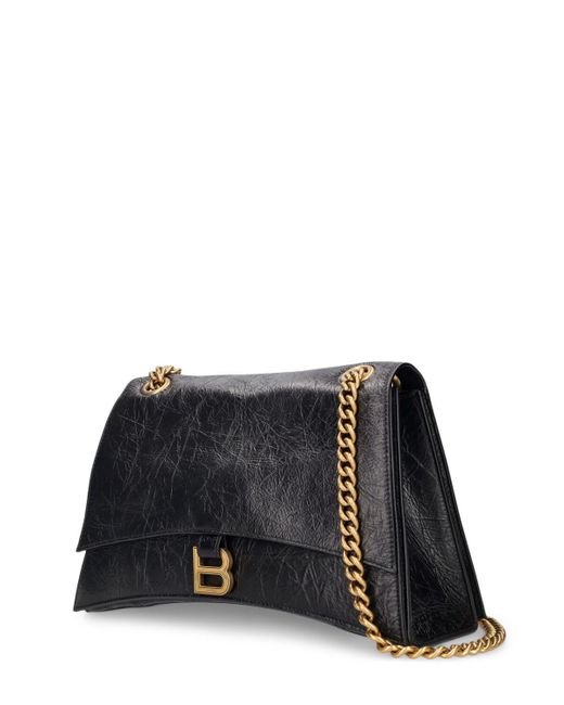 Balenciaga Black Medium Crush Leather Shoulder Bag