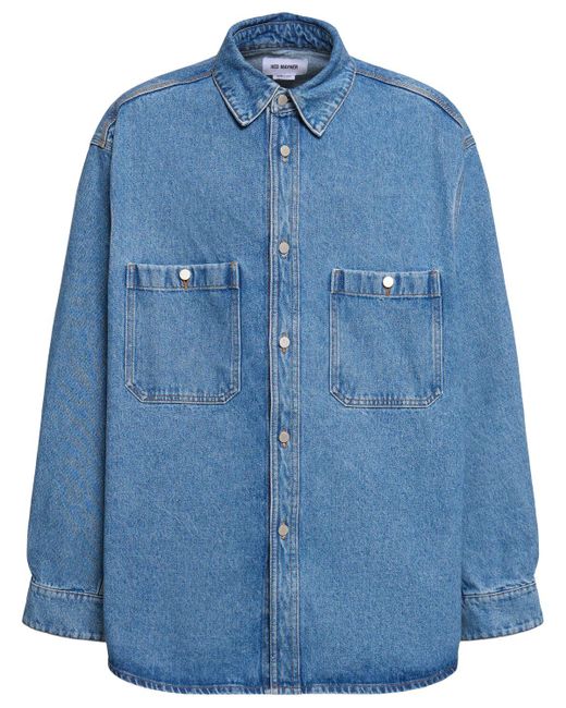 Hed Mayner Blue Cotton Denim Shirt for men