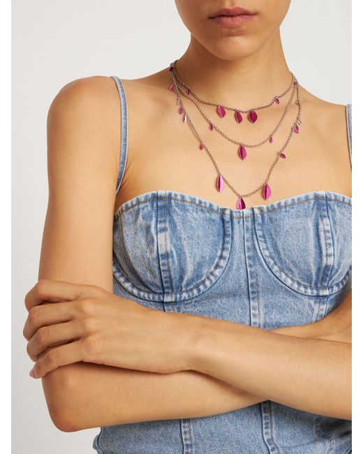 Isabel Marant Pink Color Shiny Lea Multi Wire Necklace