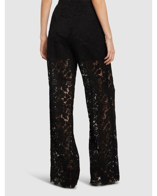 Dolce & Gabbana Black High Rise Flared Lace Pants