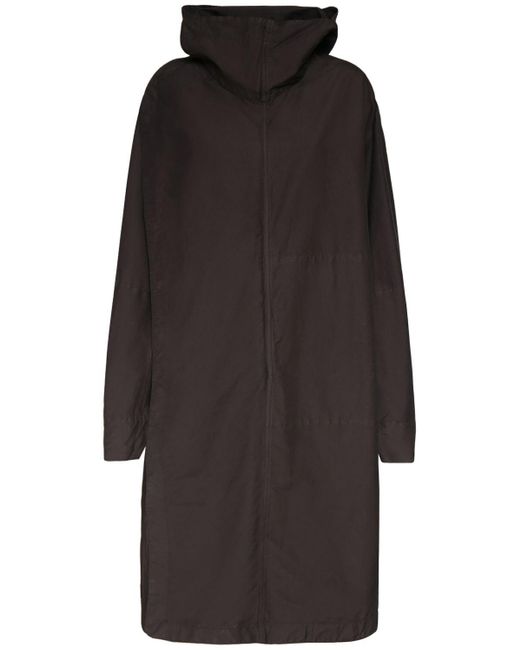 Lemaire Black Asymmetric Gabardine Parka Coat