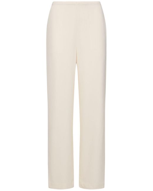 Theory White Double Pleated Straight Pants