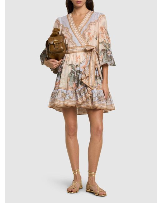 Zimmermann Wylie コットンミニラップワンピース Natural