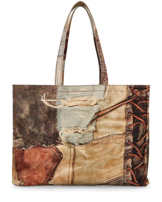 Acne Brown Denise Trompe L'oeil Cotton Tote Bag for men