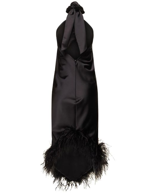 Vestido midi de satén con plumas GIUSEPPE DI MORABITO de color Black