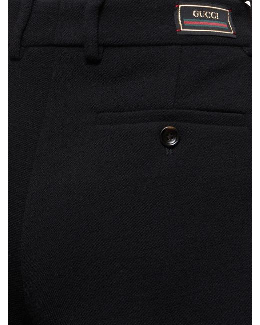 Shorts de jersey de lana Gucci de color Black
