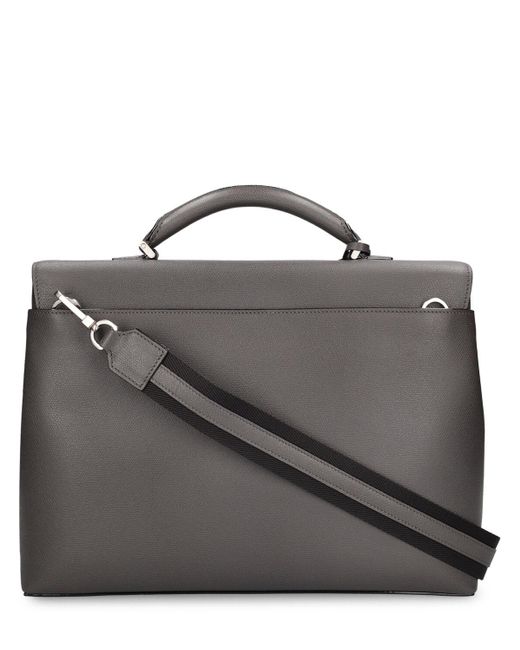 Valextra Black Avietta Leather Briefcase for men