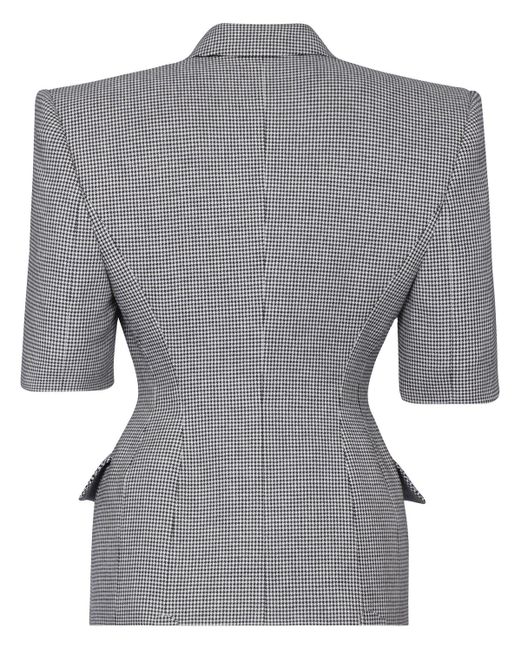 Alexandre Vauthier Gray Wool Blend Check Short Sleeved Jacket