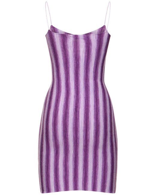 GIMAGUAS Purple Simi Striped Viscose Mini Dress