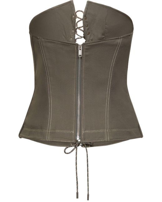 Dion Lee Green Cotton Denim Laced Hiking Corset Top
