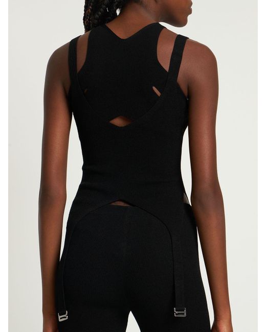Top In Maglia Di Misto Viscosa A Strati di Dion Lee in Black