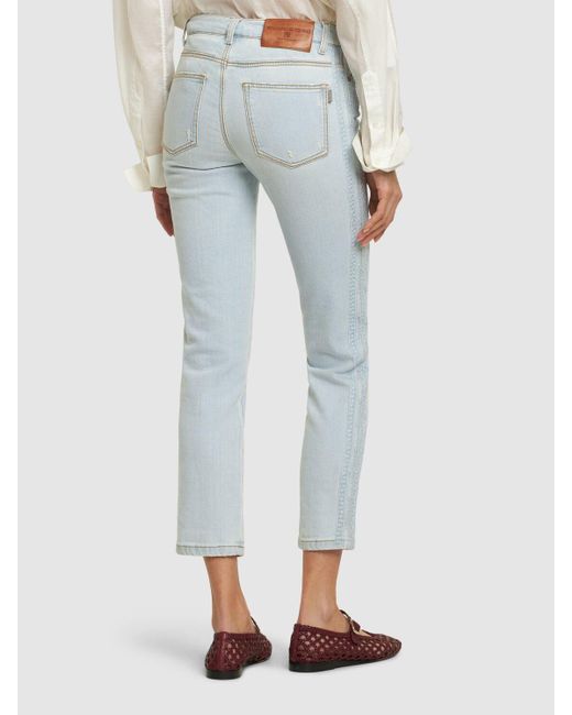 Mujer Jeans Slim De Algodón Ermanno Scervino de color Blue
