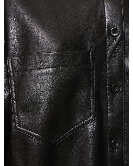 Nanushka Black Giana Faux Leather Overshirt