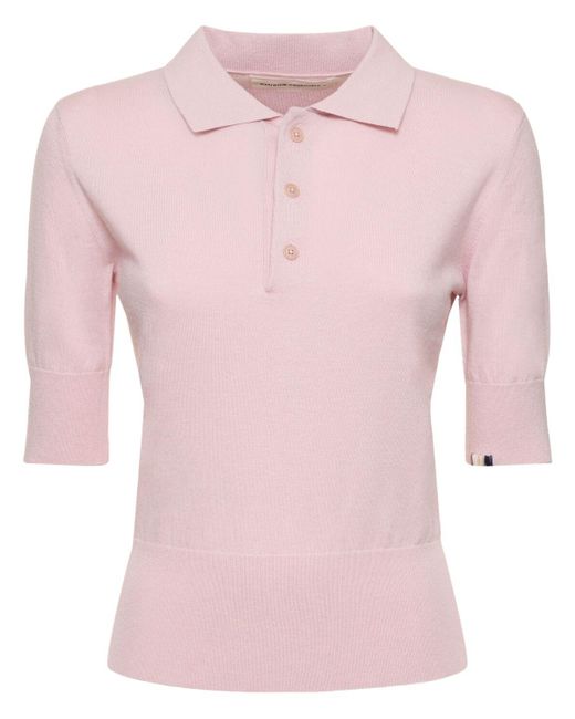 Extreme Cashmere Pink Park Cotton & Cashmere Polo Sweater