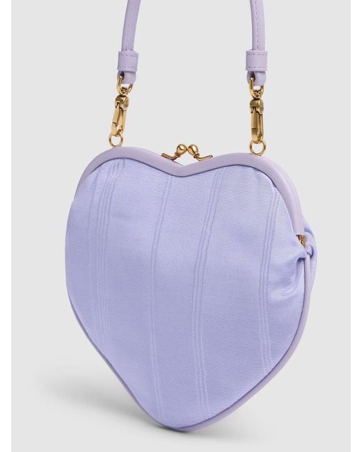 Vivienne Westwood White Belle Heart Frame Moiré Top Handle Bag