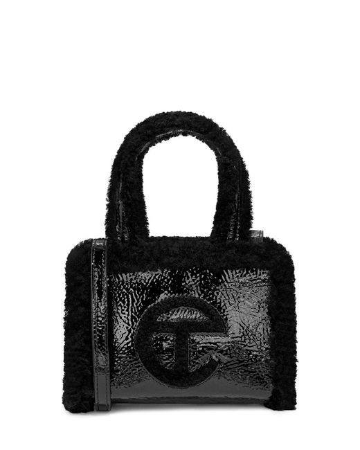 UGG X TELFAR Black Small Telfar Crinkle Patent Shopper Bag