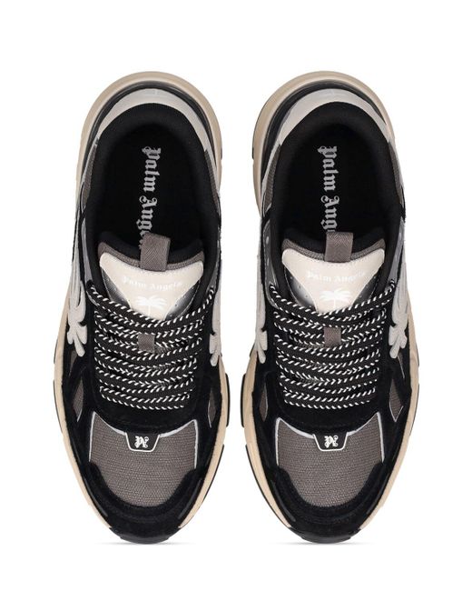 Palm Angels Black The Palm Runner Leather Sneakers for men