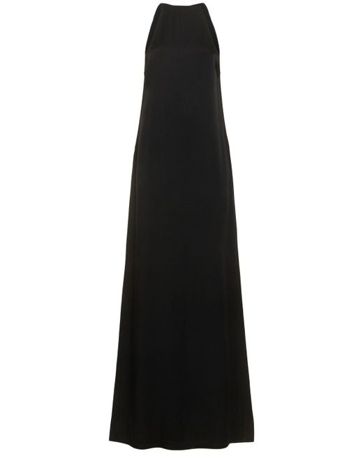 Saint Laurent Black Satin Crepe Long Dress