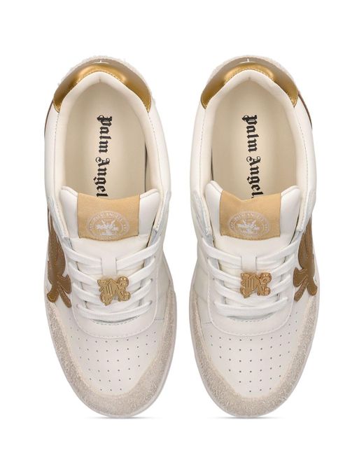 Palm Angels Natural Palm Beach University Leather Sneakers
