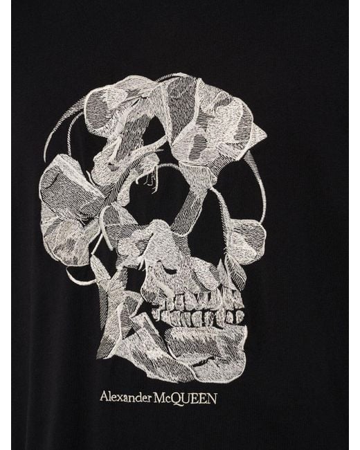 T-shirt in cotone con stampa di Alexander McQueen in Black da Uomo