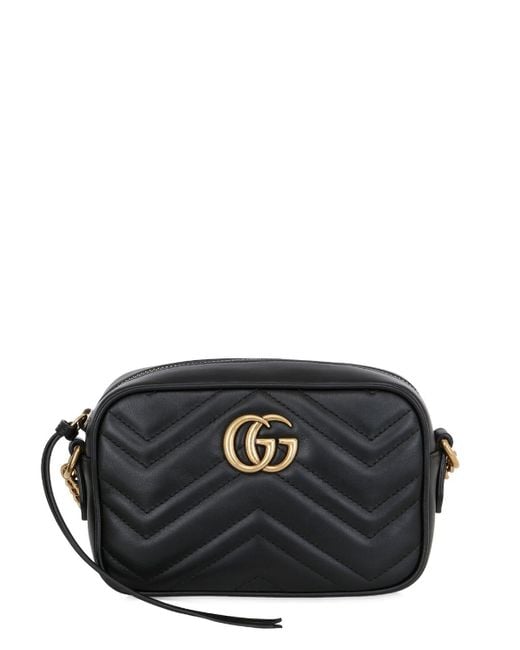 Gucci Black GG Marmont Small Leather Shoulder Bag