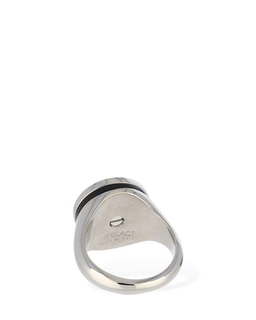 Versace Multicolor Metal Logo Ring for men