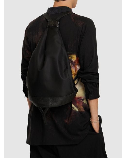 Yohji Yamamoto Black Hakama Nylon & Leather Backpack for men