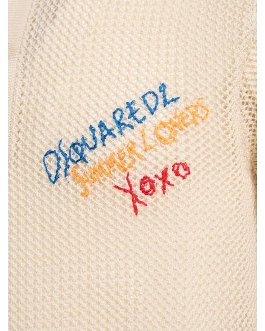 DSquared² Herren Gestricktes Poloshirt Mit Logo in Natural für Herren