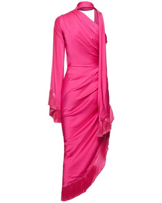 Robe midi asymétrique à franges PATBO en coloris Pink