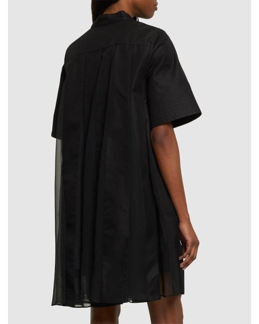 Sacai Black Cotton Gabardine Knit S/S Mini Dress
