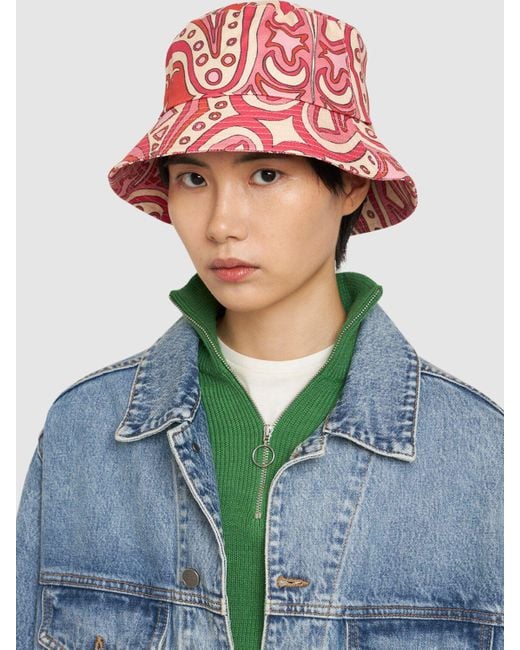 Lack of Color Red Shore Printed Cotton Bucket Hat