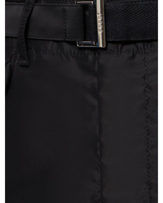 Shorts in twill di nylon di Sacai in Black da Uomo