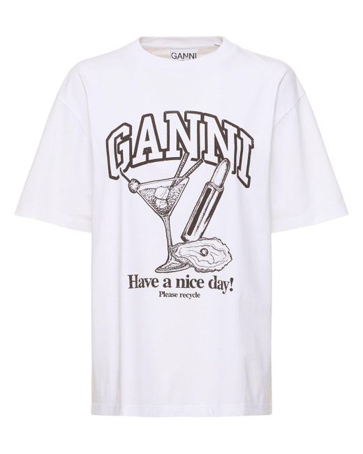 Ganni White T-shirt "future Heavy Cocktail"