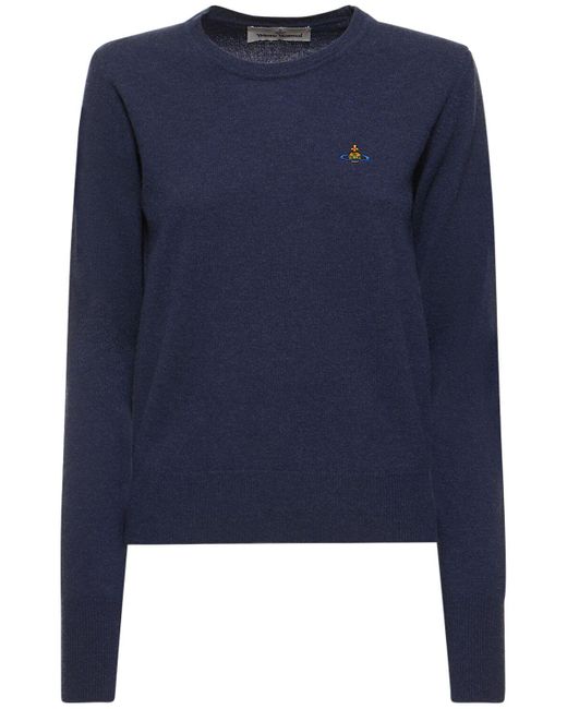 Vivienne Westwood Blue Bea Wool & Cashmere Logo Sweater