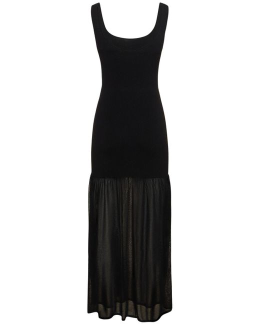 Matteau Black Drop Waist Viscose Blend Knit Maxi Dress