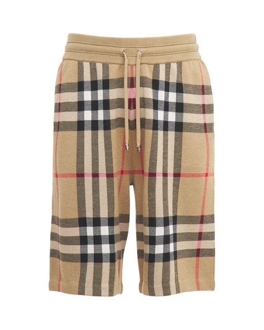 Burberry White Check Silk & Wool Knit Shorts for men