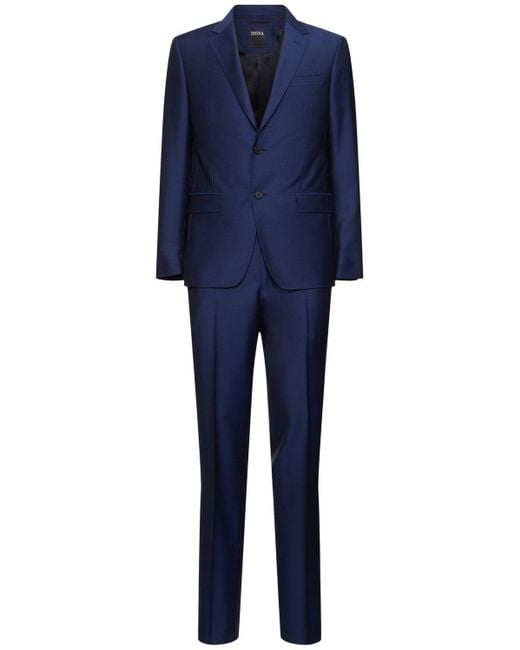 Zegna Blue Wool & Mohair Tailored Suit for men
