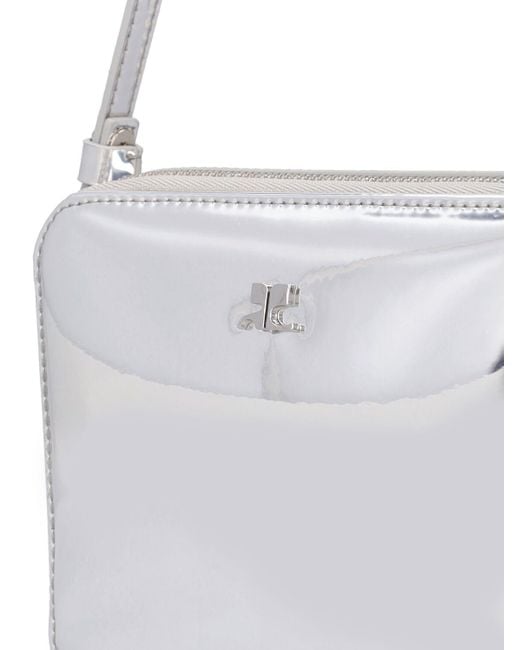 Courreges White Cloud Mirrored Leather Shoulder Bag