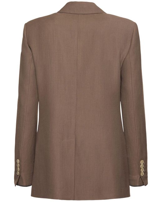 Brunello Cucinelli Brown Zweireihiger Blazer Aus Twill