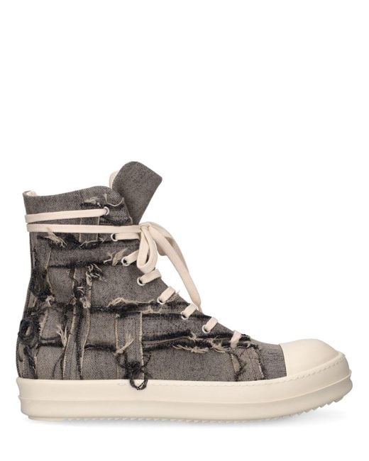 Rick Owens Gray Luxor Slashed Frayed-trim Sneakers for men