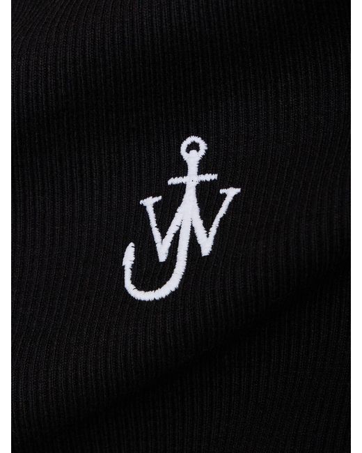 J.W. Anderson Black Logo Embroidered Ribbed Jersey Top