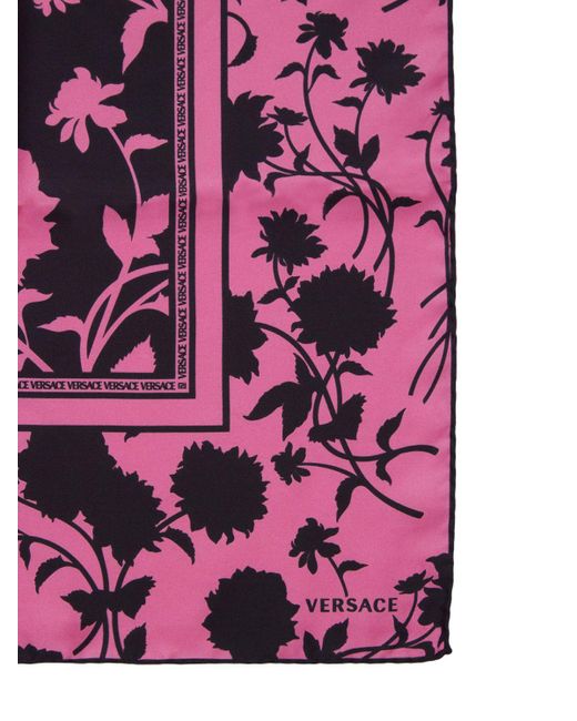 Versace Purple Organic Silk Twill Floral Foulard