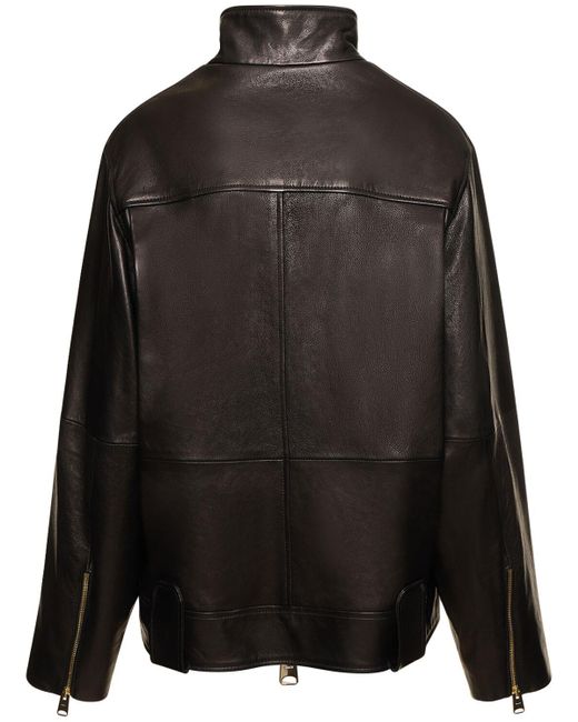 Khaite Black Shallin Leather Zip Jacket