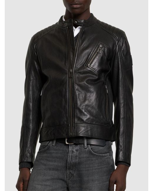 Belstaff Black V Racer Leather Biker Jacket for men